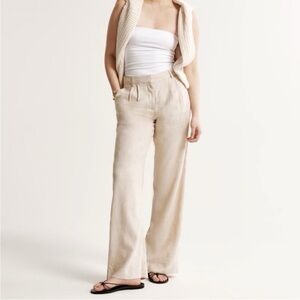 Abercrombie & Fitch Linen-Blend Tailored Straight Pant